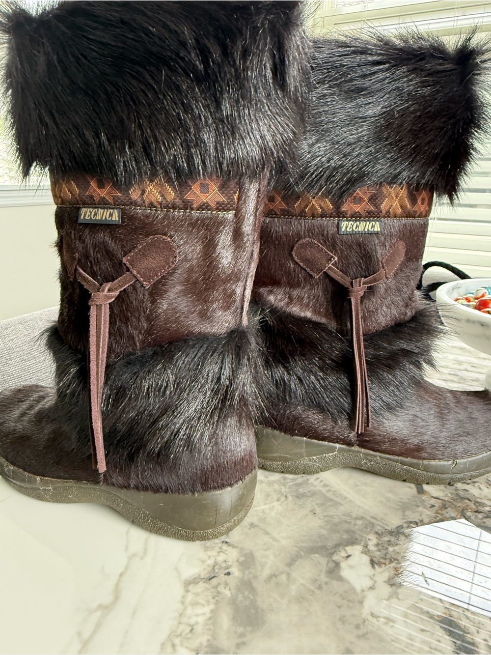 Tecnica Brown Faux Fur Lined Boots in Excellent Condition
